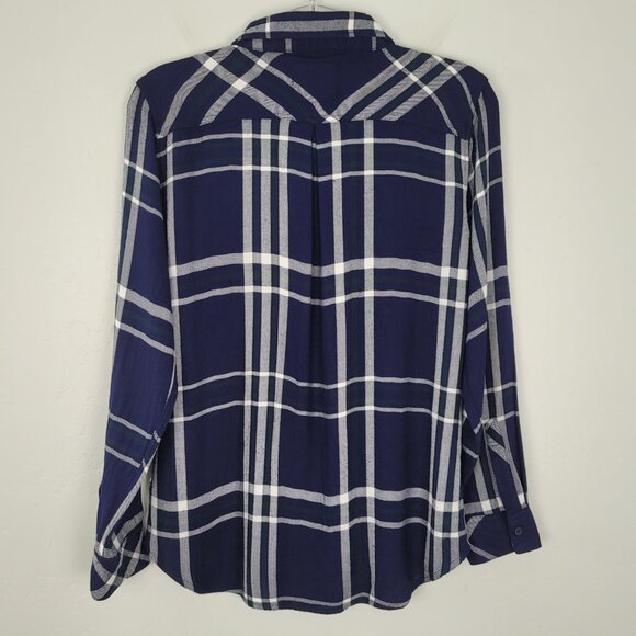 Rails Hunter Button Up Shirt Long Sleeve Plaid Navy Blue White Green Size M - Picture 4 of 15